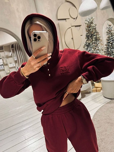 Женский бордовый костюм тройка MIU MIU   