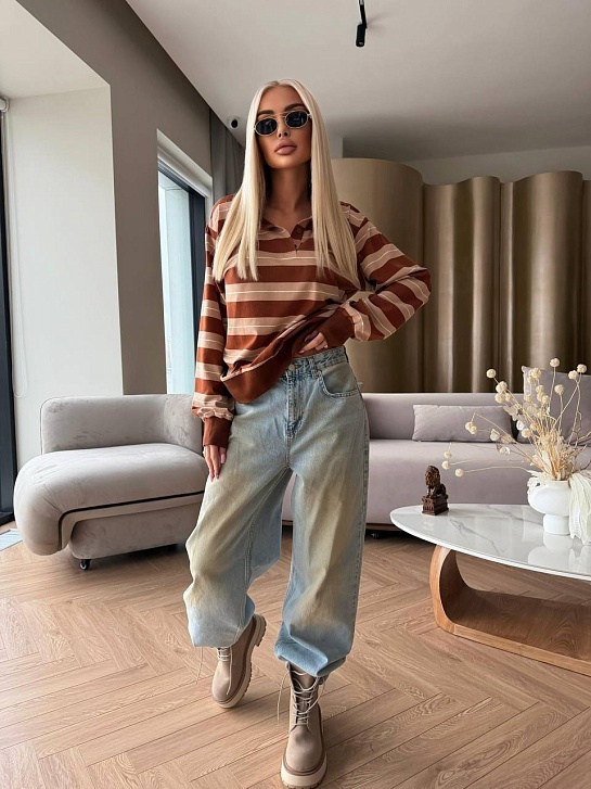 Женское поло с длинным рукавом MIU MIU premium