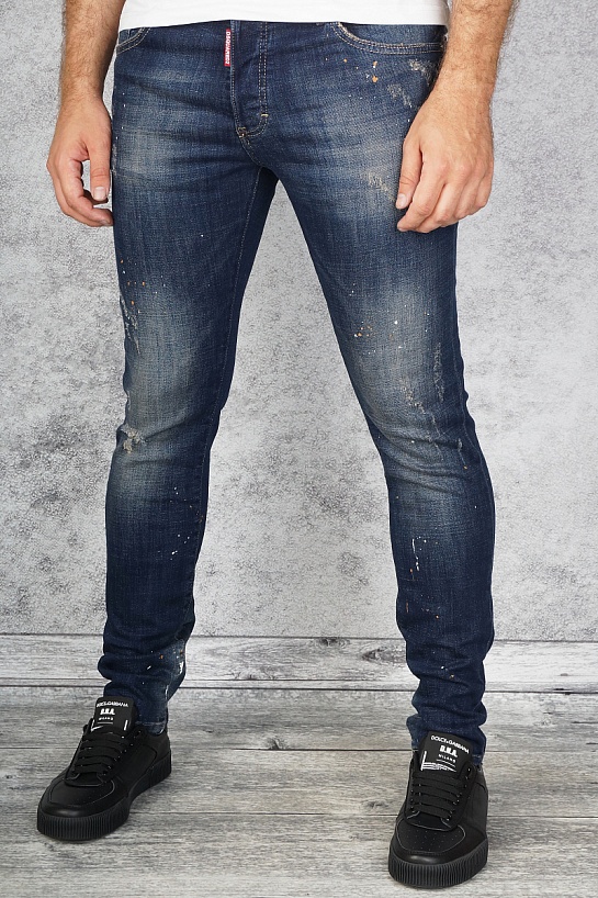 Мужские джинсы Dsquared2 "Paint Splatter" - Blue