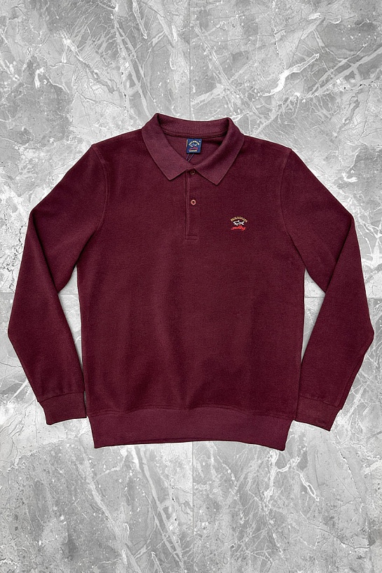 Бордовое поло с длинным рукавом Paul & Shark