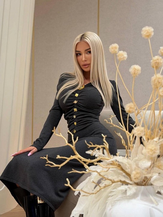 Женское трикотажное платье Schiaparelli Premium - Grey