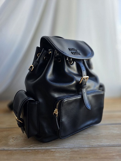 Кожаный рюкзак MIU MIU 30x25 см - Black   