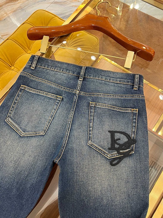 Мужские синие джинсы Dolce & Gabbana slim fit Premium