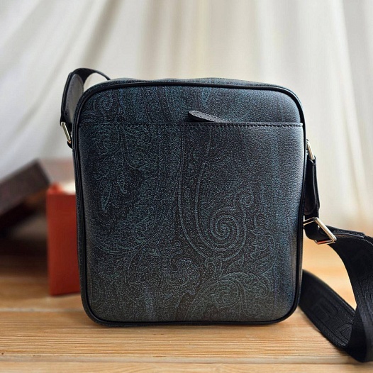 Кожаная сумка Etro с узором пейсли 22x24 см   