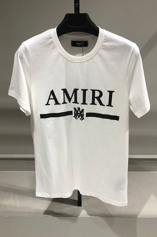 Мужская белая футболка Amiri MA bar logo-print