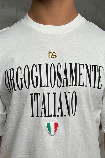 Белая оверсайз футболка Dolce&Gabbana logo-plaque   