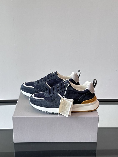 Мужские комбинированные кроссовки Brunello Cucinelli   