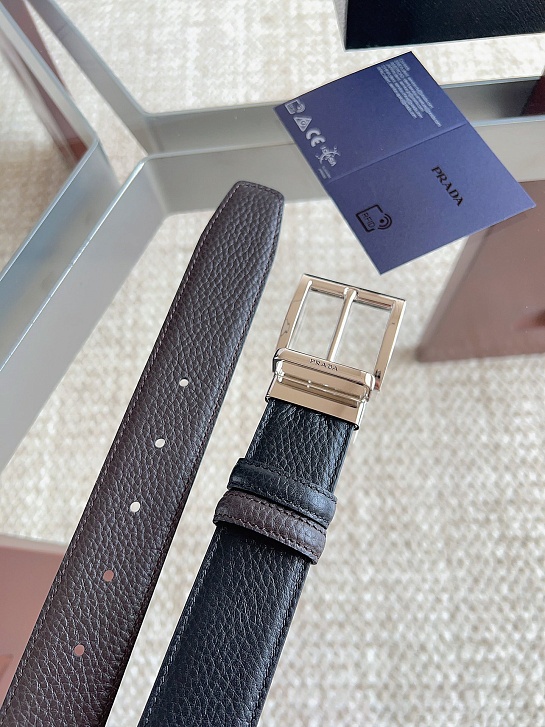 Двусторонний кожаный ремень Prada premium