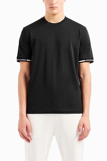 Футболка чёрного цвета Armani Exchange logo-tape   