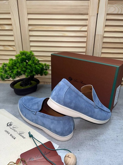 Замшевые лоферы Loro Piana Summer Walk - Blue   