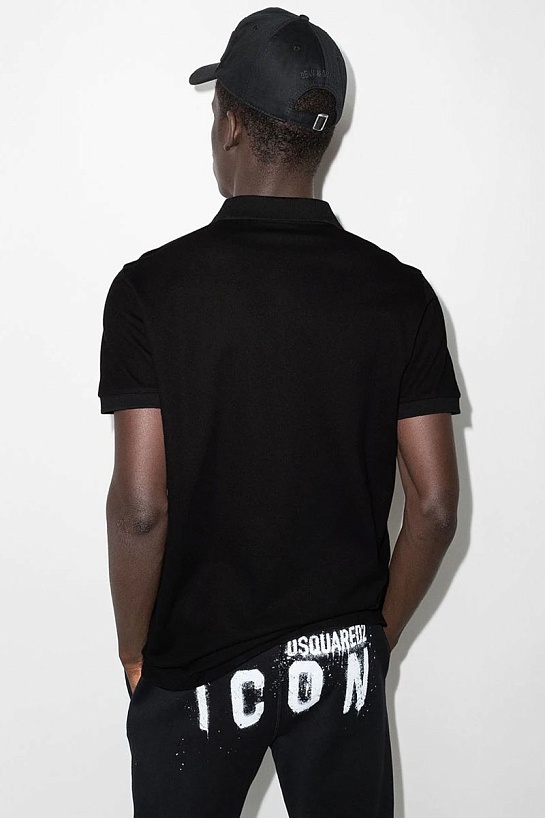 Мужское чёрное поло Dsquared2 ICON white-logo
