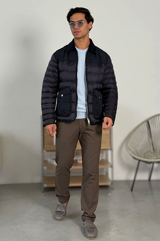 Тёмно-синяя пуховая куртка Burberry London England logo-patch