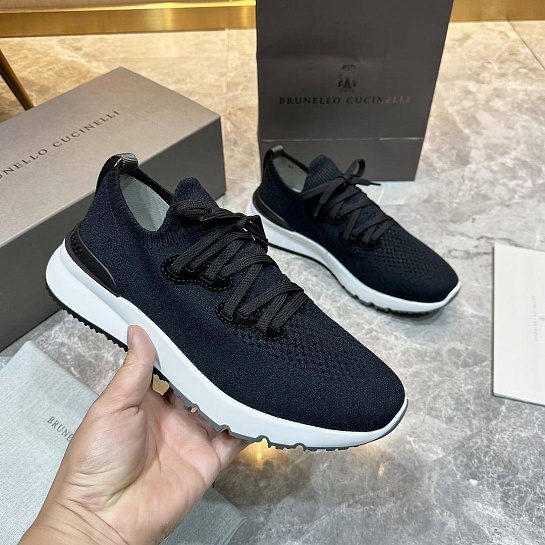 Текстильные кроссовки Brunello Cucinelli тёмно-синего цвета