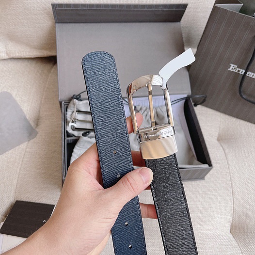 Двусторонний кожаный ремень Zegna Premium (длина 110 см, ширина 3.5 см)   