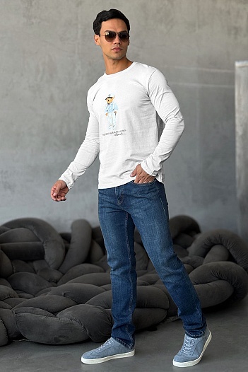 Мужской лонгслив Polo Ralph Lauren "Bear" - White   