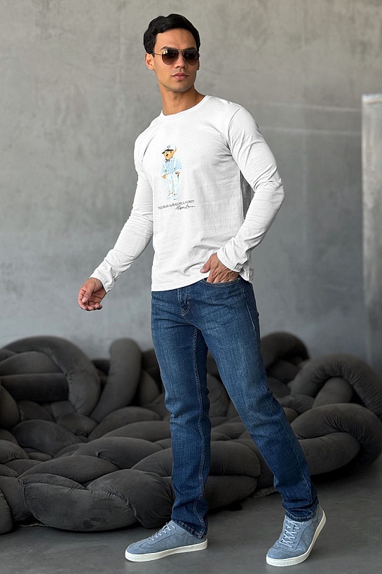 Мужской лонгслив Polo Ralph Lauren "Bear" - White