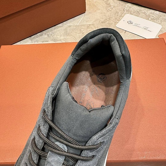 Замшевые кроссовки Loro Piana Week End Walk - Grey