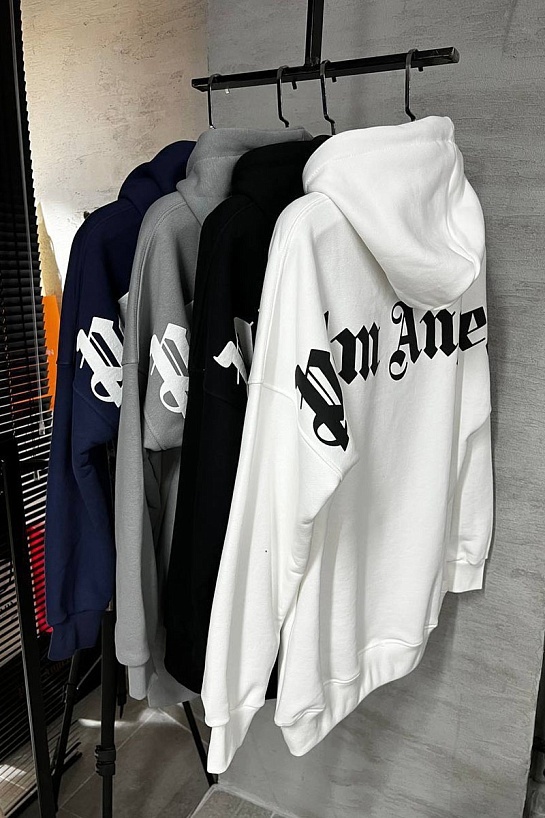 Чёрное оверсайз худи Palm Angels Classic logo-print