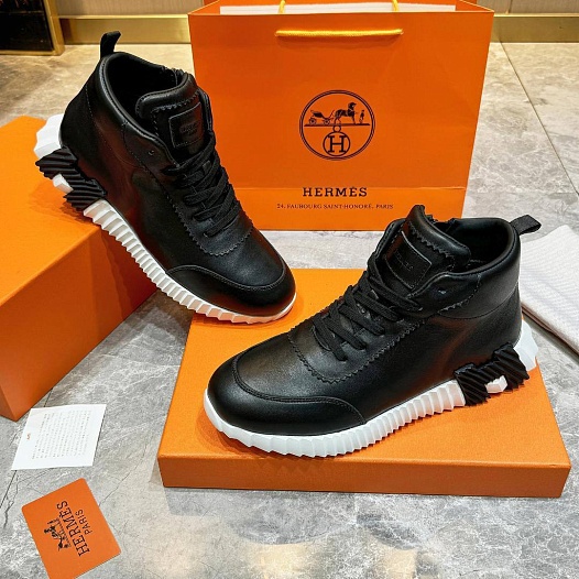 Кроссовки с мехом Hermes Bouncing high-top - Black / White   