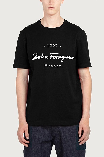 Чёрная футболка Salvatore Ferragamo 1927 Signature   