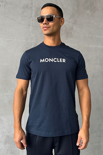 Мужская футболка Moncler logo-patch - Navy   