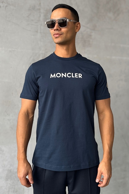 Мужская футболка Moncler logo-patch - Navy