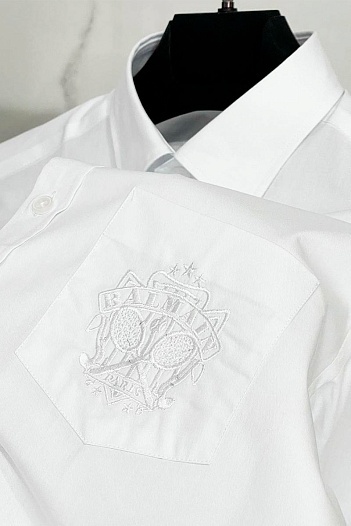 Мужская рубашка Balmain embroidered logo - White   
