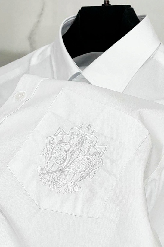 Мужская рубашка Balmain embroidered logo - White