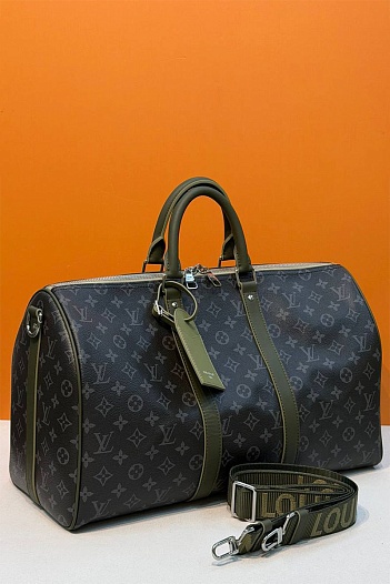 Кожаная дорожная сумка Louis Vuitton Keepall Bandouliere premium 50x28x22 см   