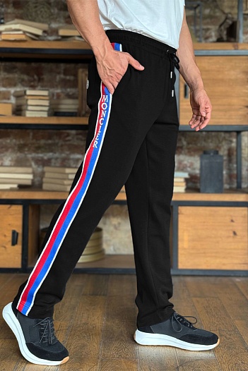 Чёрные спортивные штаны Moncler striped logo   
