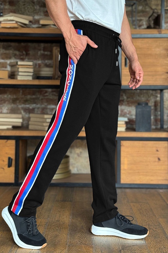 Чёрный спортивный костюм Moncler striped logo