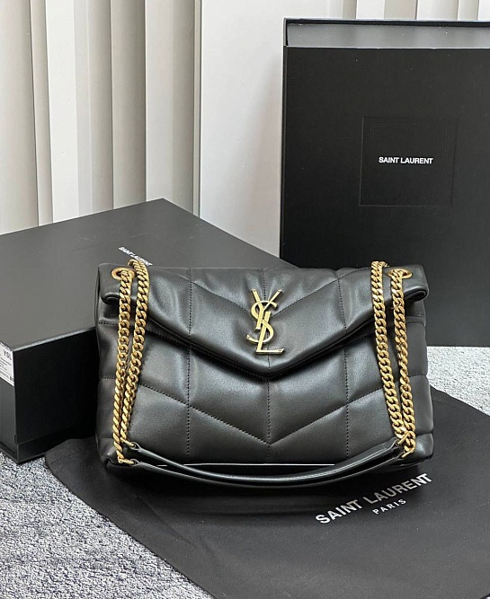 Женская кожаная сумка Yves Saint Laurent Loulou Premium 28x17x9 см - Black