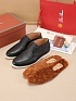Кожаные лоферы с меховой стелькой Loro Piana Open Walk - Black