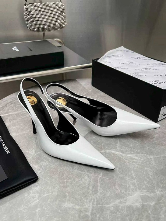 Женские кожаные туфли на каблуке Yves Saint Laurent premium