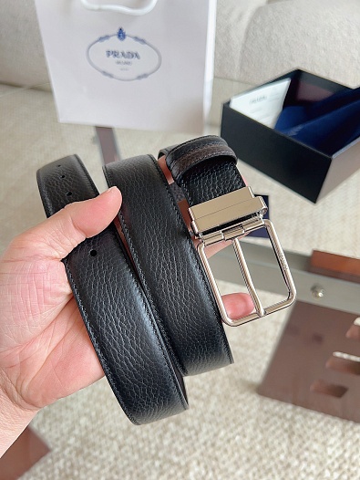 Двусторонний кожаный ремень Prada premium   