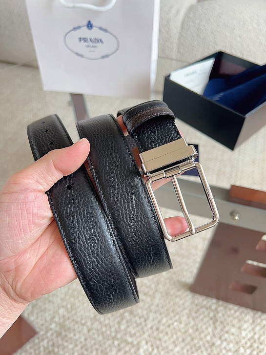 Двусторонний кожаный ремень Prada premium