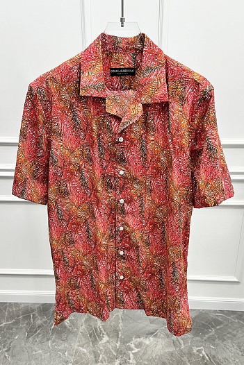 Мужская красная рубашка Dolce & Gabbana floral-print   