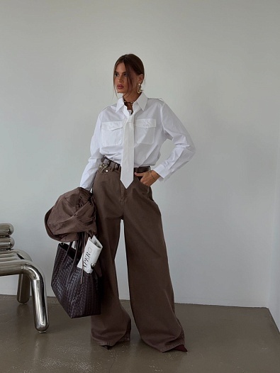 Белая женская рубашка Prada   