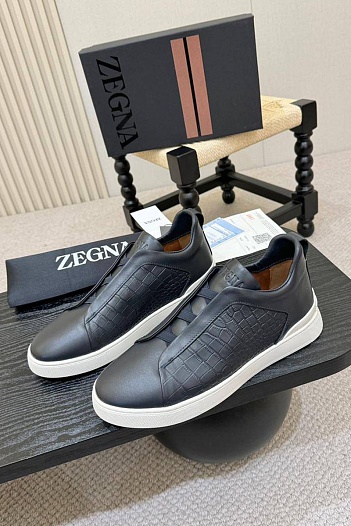 Мужские кроссовки Zegna Triple Stitch Alligator - Grey   