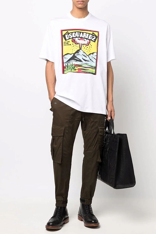 Белая футболка Dsquared2 Volcano Slouch