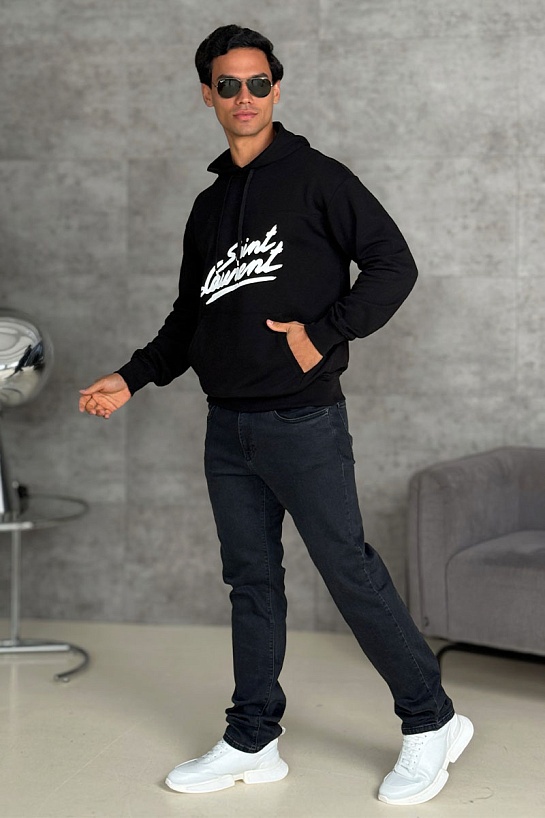 Чёрное худи Saint Laurent Paris logo-print