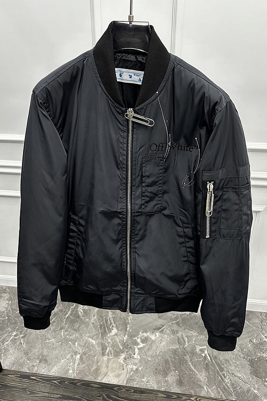 Чёрный бомбер Off-White Diag-print paint splatter