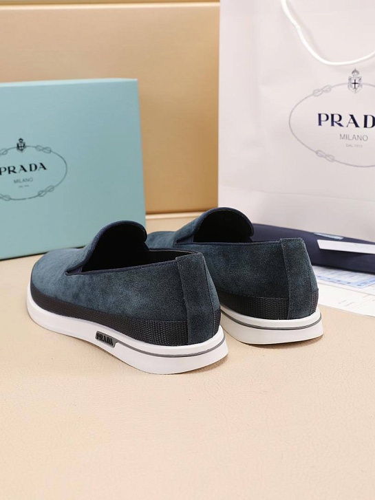Мужские замшевые слипоны Prada Saint Tropez - Cyan Blue