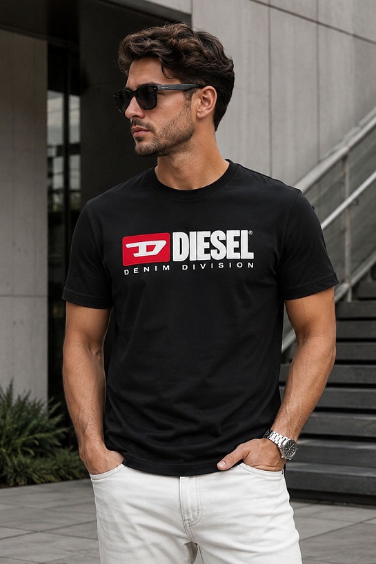 Мужская чёрная футболка Diesel T-Diegor-Div