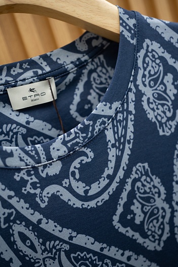 Синяя футболка с узором пейсли Etro Premium   