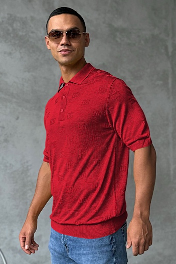 Мужское поло Dolce & Gabbana monogram all-over - Red   