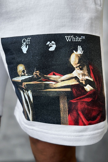 Мужские белые шорты Off-White Caravaggio Print   