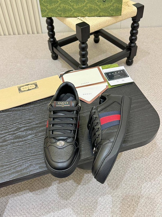 Кожаные кроссовки Gucci GG Screener - Black