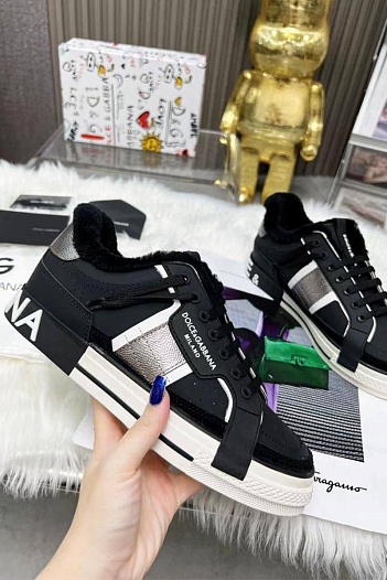Мужские кроссовки с мехом Dolce & Gabbana Custom 2.Zero   