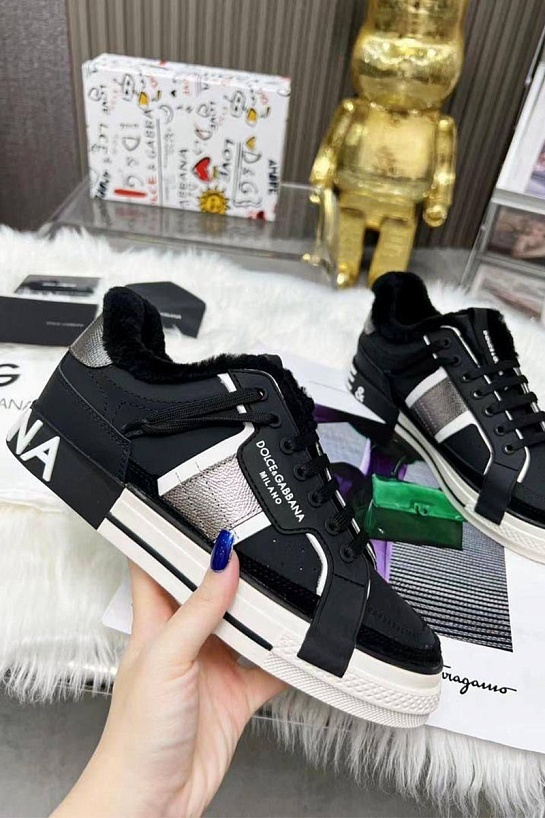 Мужские кроссовки с мехом Dolce & Gabbana Custom 2.Zero